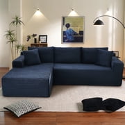 Muumblus Modular Sectional Sofa, Oversized L-Shape Cloud Couch, Modern Corduroy Sleeper Couches for Living Room, No Assembly Required, Blue Left Facing Chaise