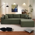 thumbnail image 1 of Muumblus Modular Sectional Sofa, Oversized L-Shape Cloud Couch, Modern Corduroy Sleeper Couches for Living Room, No Assembly Required, Green (Right Facing Chaise), 1 of 11