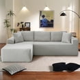 thumbnail image 1 of Muumblus Modular Sectional Sofa, Oversized L-Shape Cloud Couch, Modern Corduroy Sleeper Couches for Living Room, No Assembly Required, Light Grey (Left Facing Chaise), 1 of 11