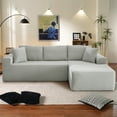 thumbnail image 1 of Muumblus Modular Sectional Sofa, Oversized L-Shape Cloud Couch, Modern Corduroy Sleeper Couches for Living Room, No Assembly Required, Light Grey (Right Facing Chaise), 1 of 11