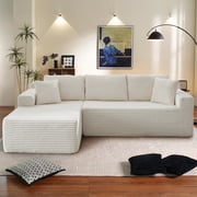 Muumblus Modular Sectional Sofa, Oversized L-Shape Cloud Couch, Modern Corduroy Sleeper Couches for Living Room, No Assembly Required, Beige Left Facing Chaise