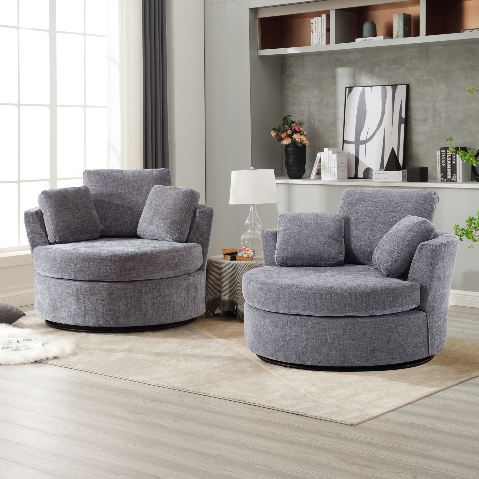 Oversized Swivel Chair Oversized Chair For Two Oversized Barrel Swivel  Chairs With Chenille Fabric Set Of, image size:2000x2000