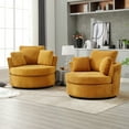 thumbnail image 1 of Muumblus Oversized Barrel Swivel Accent Chair Set of 2, Comfy Armchair with 3 Pillows, Modern Chenille Fabric Leisure Sofa Chair for Living Room, Bedroom, Yellow, 1 of 8