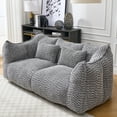 thumbnail image 1 of FFH Oversized Bean Bag Sofa, Loveseat Couch with Foam Filling and 2 Pillows, Upholstered Chenille Lazy Sofa for Living Room Bedroom, Dorm, Apartment, 1 of 6