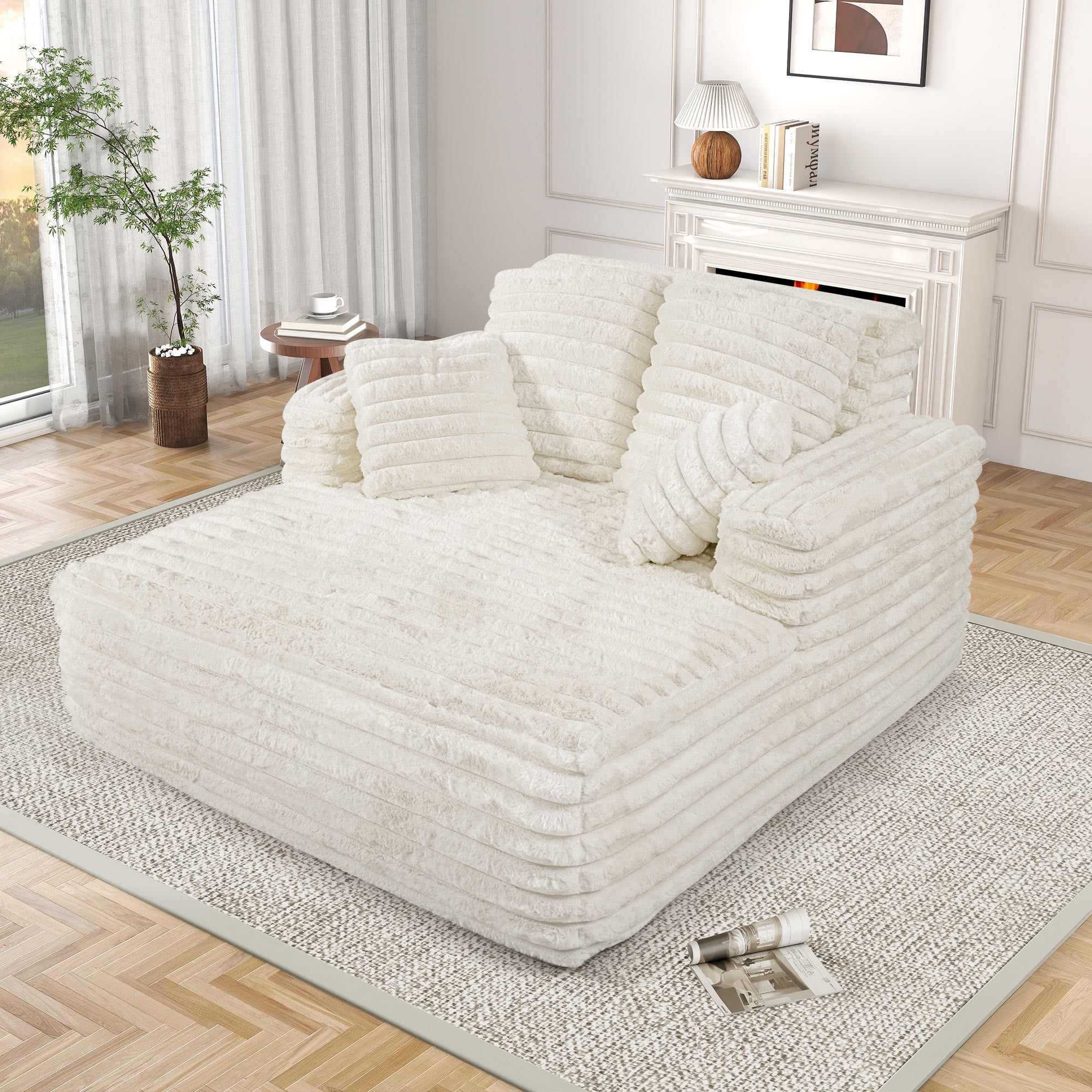 Muumblus Oversized Chaise Lounge Sofa Bed – Plush Corduroy Upholstery