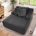 thumbnail image 1 of Muumblus Oversized Chaise Lounge Chair, No Assembly Required, Cozy Corduroy Sofa Bed for Living Room, Dark Gray, 1 of 12