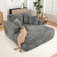 thumbnail image 1 of Muumblus Oversized Chaise Lounge Chair Indoor Furniture, No Assembly Required, Plush Corduroy Upholstered Sofa Bed Cozy Sleeper Couch for Living Room, Bedroom, Grey, 1 of 10