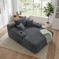 thumbnail image 1 of Muumblus Oversized Chaise Lounge Indoor, Upholstered Lounge Chair with Cup Holders, No Assembly Cloud Sleeper Sofa Bed, Gray Corduroy, 1 of 13