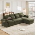 thumbnail image 1 of Muumblus Oversized Convertible Sectional Sleeper Sofa with Storage Chaise/Recliner, L-Shaped Pull Out Couch Bed for Living Room, Green Chenille, 1 of 11