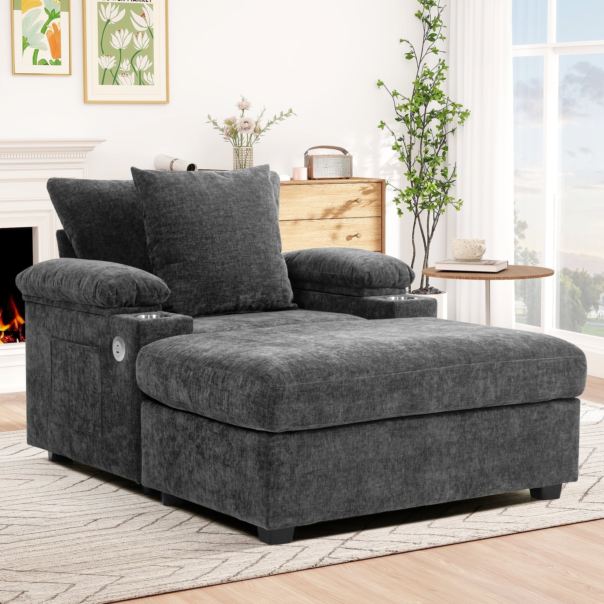 Muumblus Oversized Accent Chair With Ottoman, Indoor Chaise