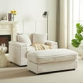 thumbnail image 1 of Muumblus Oversized Lounge Chair with Ottoman, Cloud Accent Reading Armchair for Living Room, White Chenille, 1 of 9