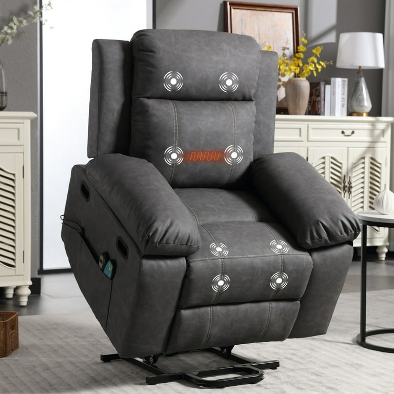Muumblus Oversized Power Lift Recliner PU Leather, Heat