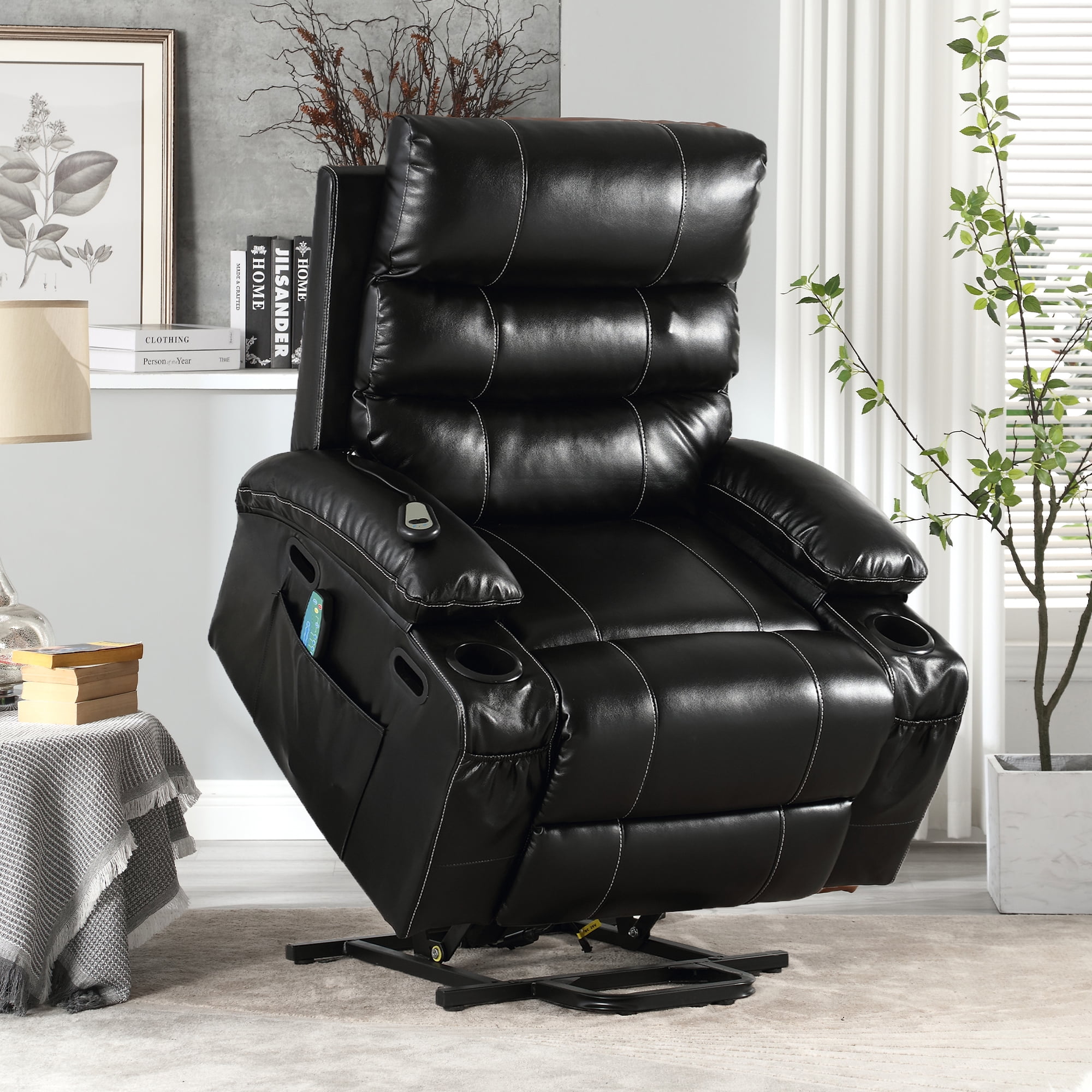 Uenjoy power lift chair recliner armchair real leather wall hugger lounge seat discount