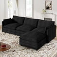 thumbnail image 1 of Muumblus Sectional Cloud Couch with Reversible Ottoman, L-Shaped Chenille Sofa for Living Room, Black, 1 of 11