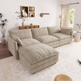 thumbnail image 1 of Muumblus Sectional Cloud Couch with Reversible Ottoman, L-Shaped Chenille Sofa for Living Room, Camel, 1 of 9