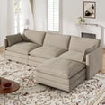 thumbnail image 1 of Muumblus Sectional Cloud Couch with Reversible Ottoman, L-Shaped Chenille Sofa for Living Room, Camel, 1 of 7