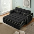 thumbnail image 1 of Muumblus Small Foldable Loveseat, 2 Seater Convertible Futon Sofa Bed, Adjustable Backrest, Velvet Couch, Black, 1 of 12
