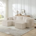 thumbnail image 1 of Muumblus U-Shaped Modular Sectional Sofa with 2 Movable Ottomans, Boneless Cloud Couch, No Assembly Sofa Set for Small Spaces, Living Room, Beige Corduroy, 1 of 7