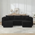 thumbnail image 1 of Muumblus U-Shaped Modular Sectional Sofa with 2 Movable Ottomans, Boneless Cloud Couch, No Assembly Sofa Set for Small Spaces, Living Room, Black Corduroy, 1 of 7