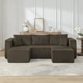 thumbnail image 1 of Muumblus U-Shaped Modular Sectional Sofa with 2 Movable Ottomans, Boneless Cloud Couch, No Assembly Sofa Set for Small Spaces, Living Room, Brown Corduroy, 1 of 7