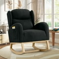 thumbnail image 1 of Muumblus Nursery Rocking Chair, Wingback Glider Rocker, Indoor Uphlostered Rocking Chair, Black Teddy, 1 of 8