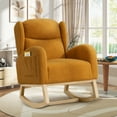 thumbnail image 1 of Muumblus Nursery Rocking Chair, Wingback Glider Rocker, Indoor Uphlostered Rocking Chair, Yellow Teddy, 1 of 8