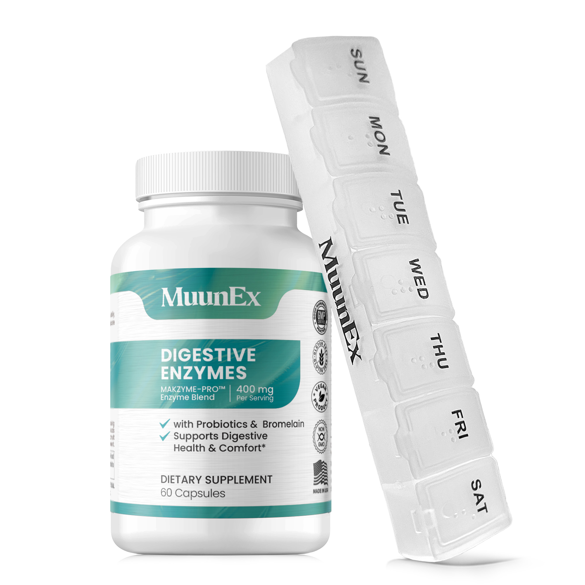 MuunEx Digestive Enzymes with Probiotics Bloating Relief & Gut Health Support Daily Enzymes