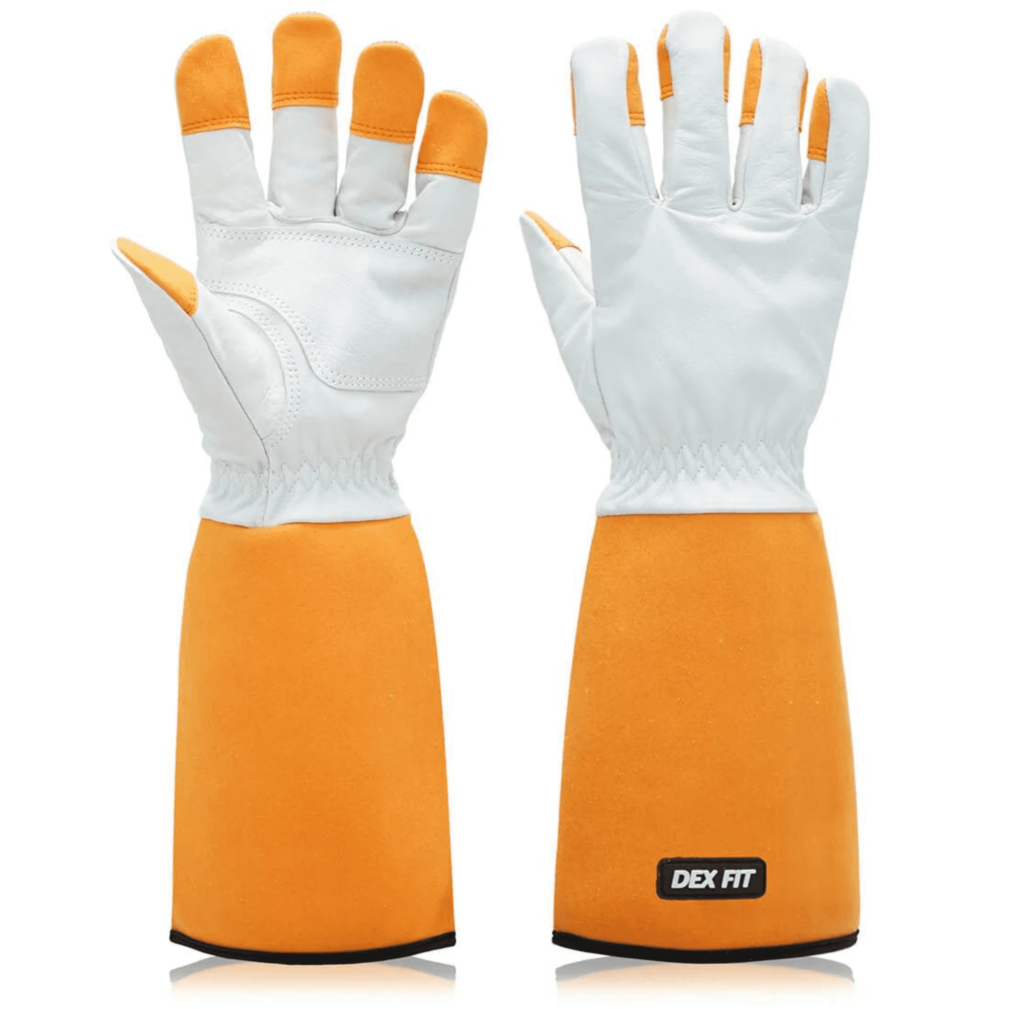 Muveen Thorn-Proof Leather Gardening Gloves [DEX FIT FG310]: medium / 1 pair (Orange)