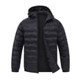 thumbnail image 1 of Muvtei Men's Puffer Jacket Hooded Windproof Full Zip Casual Coat Warm Water Resistant Jacket Lightweight Winter Outerwear Black-XL, 1 of 10