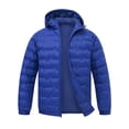 thumbnail image 1 of Muvtei Men's Puffer Jacket Hooded Windproof Full Zip Casual Coat Warm Water Resistant Jacket Lightweight Winter Outerwear Blue-2XL, 1 of 10