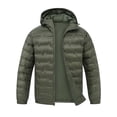 thumbnail image 1 of Muvtei Men's Puffer Jacket Hooded Windproof Full Zip Casual Coat Warm Water Resistant Jacket Lightweight Winter Outerwear Green-2XL, 1 of 10