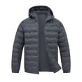 thumbnail image 1 of Muvtei Men's Puffer Jacket Hooded Windproof Full Zip Casual Coat Warm Water Resistant Jacket Lightweight Winter Outerwear Grey-L, 1 of 10