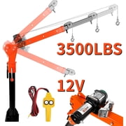 Muweixin 1100 LBS 12V Truck Mounted Crane, 3500 LBS Electric Winch, 360  Rotation Adjustable Boom Hoist, Alloy Steel Pickup Truck Jib Crane for Lifting Engine Heavy Loads