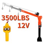 Muweixin 1100 lbs Pickup Truck Crane, 3500 lbs 12v Electric Winch Truck Hoist with Adjustable Boom, 360  Swivel Base for Engine Generator Lifting