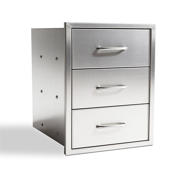Muweixin 18 inch Triple Drawer, 304 Stainless Steel Storage Drawer for Outdoor Kitchen, BBQ Grill Station, with Large Capacity, Easy Pull-out for Utensils Tools