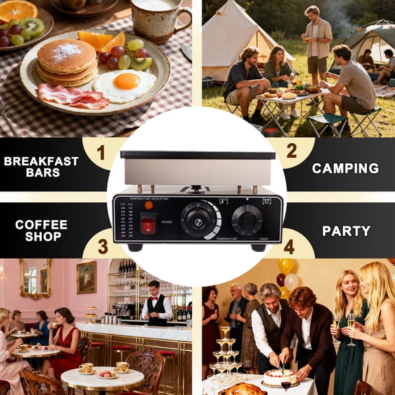 Muweixin 25-Hole Mini Pancake Maker Non-Stick Electric Baker 50-300 Adjustable Temp Timer with Tools for Home & Commercial Use