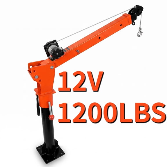 Muweixin 3 Adjustable Length Truck Crane, 12V 2000 lbs Electric Winch, 1100 lbs Heavy Duty Alloy Steel Hoist, 360 Rotation Portable Lifting Crane for Pickup, Farm