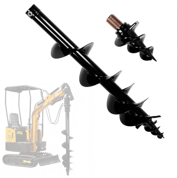 Muweixin 34in Auger Drill Bit, Wear-Resistant 8in Earth Auger Rod, Easy Install Alloy Steel Auger for Construction Fence Post Digging