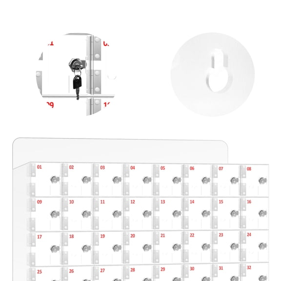 Muweixin 40 Compartments Clear Acrylic Phone Locker Cabinet Wall Mount Lockable Cell Phone Storage Box with Keys for School Gym