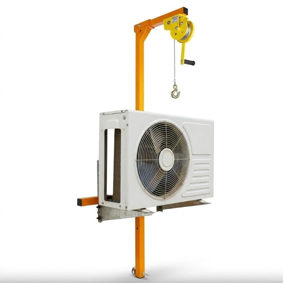 Muweixin,45.28inches Orange Steel,Ladder Crane,Air Conditioner Lift Tool Portable Hoist,Easy Operate Design for Window Ac Lifting Work