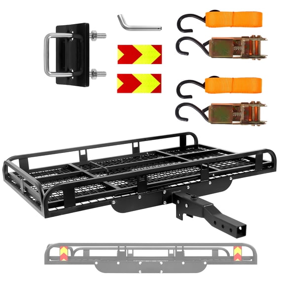 Muweixin 500 LBS Capacity 50"x 28.3" Foldable Hitch Cargo Carrier with Ramp, Heavy-Duty Alloy Steel Wheelchair Scooter Luggage Basket for SUV, Truck, Van