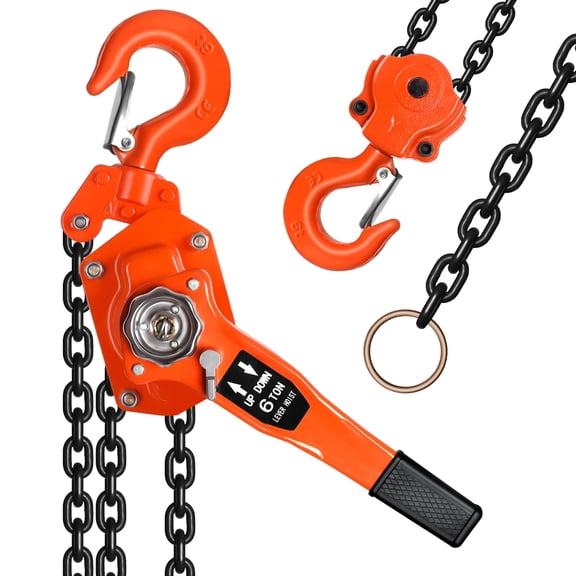 Muweixin 6 Ton Manual Lever Chain Hoist, 3M/10FT Lift, Labor-Saving Ratchet Chain Hoist with 360 Swivel Hooks, Portable Industrial Hoist for Rigging Lifting