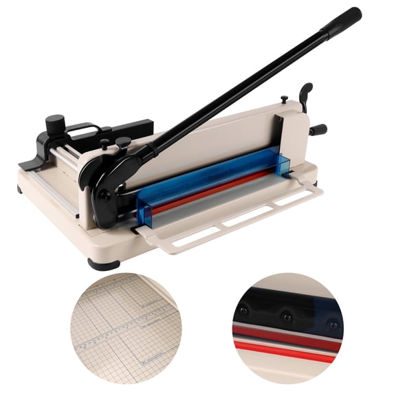 Muweixin A4 Guillotine Paper Cutter, 12 Inch, 400 Sheets Stack Trimmer, Safety Lock, Anti-Rust Steel Blade, White Heavy Duty Manual Cutter for Print Shop & Home Office