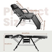 Muweixin Adjustable Tattoo Chair with Stool, 881 LBS Load, 130  Reclining, Black PU Leather, 360  Swivel Height Adjustable Stool, Tattoo Bed for Salon, Spa & Tattoo Shop