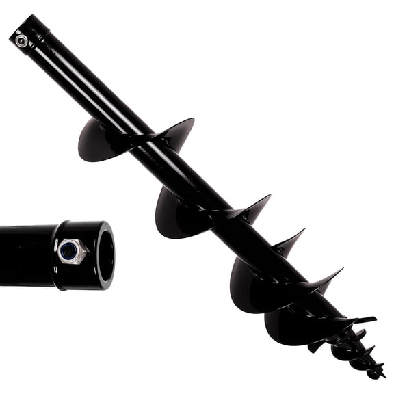 Muweixin Alloy Steel Black 8in High Strength Mini Excavator Auger, Easy Install Post Drill Bit Earth Borer for Farm Planting & Residential Foundation Digging