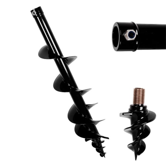 Muweixin Auger Drill Rod 8in Diameter, 34in Long Alloy Steel Auger Bit, Weather Resistant Earth Auger for Farm Garden Post Hole Drilling