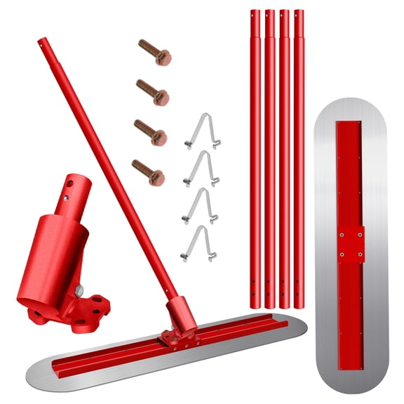 Muweixin Concrete Bull Float, 47.2in Stainless Steel Trowel, Angle Adjustable, Lightweight Aluminum Alloy Poles, for Concrete Finishing, Road Construction