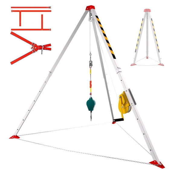 Muweixin Confined Space Rescue Tripod, Quick Assembly, 1800lbs Capacity, Adjustable Legs, Safety Chain, for Tunnel Pipe Manhole Work