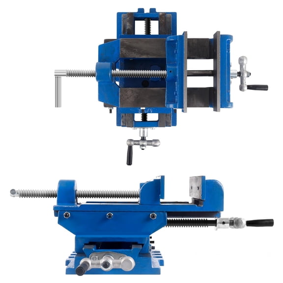 Muweixin Cross Slide Vise 6 inch Drill Press Vise Precision Milling Vise Cast Iron Heavy Duty Blue XY Dual Axis Adjustable for Metal Working Machining