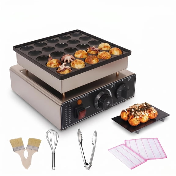 Muweixin Electric Poffertjes Maker, 900W Commercial Grade Pancake Pan with Precise Temperature Control for Home Breakfast Outdoor Events